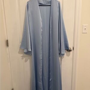 Light Blue Long Open Abaya Veiled Collection